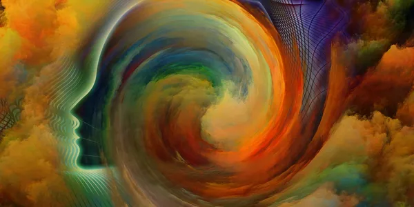 A colorful swirl of paint in the shape of an eye.